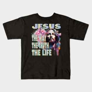 Jesus The Way Truth Life Bible Verse Christian Catholic Pray Kids T-Shirt